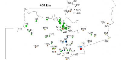 地図のザンビアでの鉱物