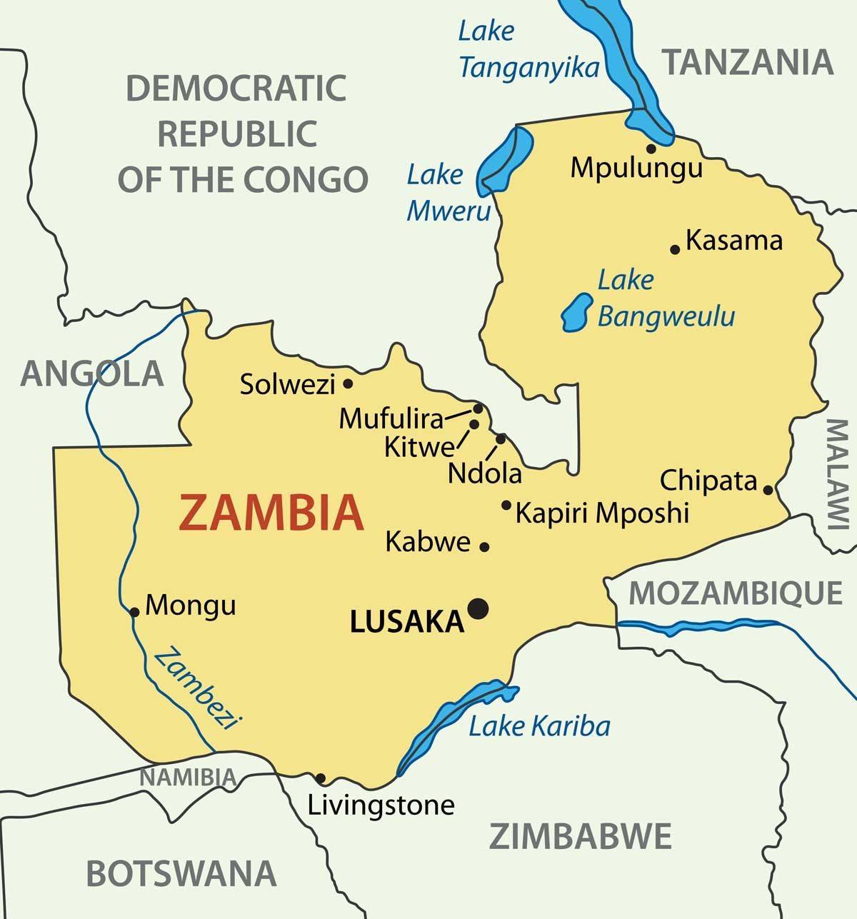 地図kitweザンビア